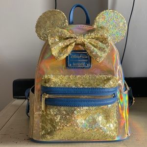 Disney Lounge-fly metallic Mini Backpack Gold/Blue,  sequins 50th anniversary